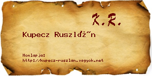 Kupecz Ruszlán névjegykártya